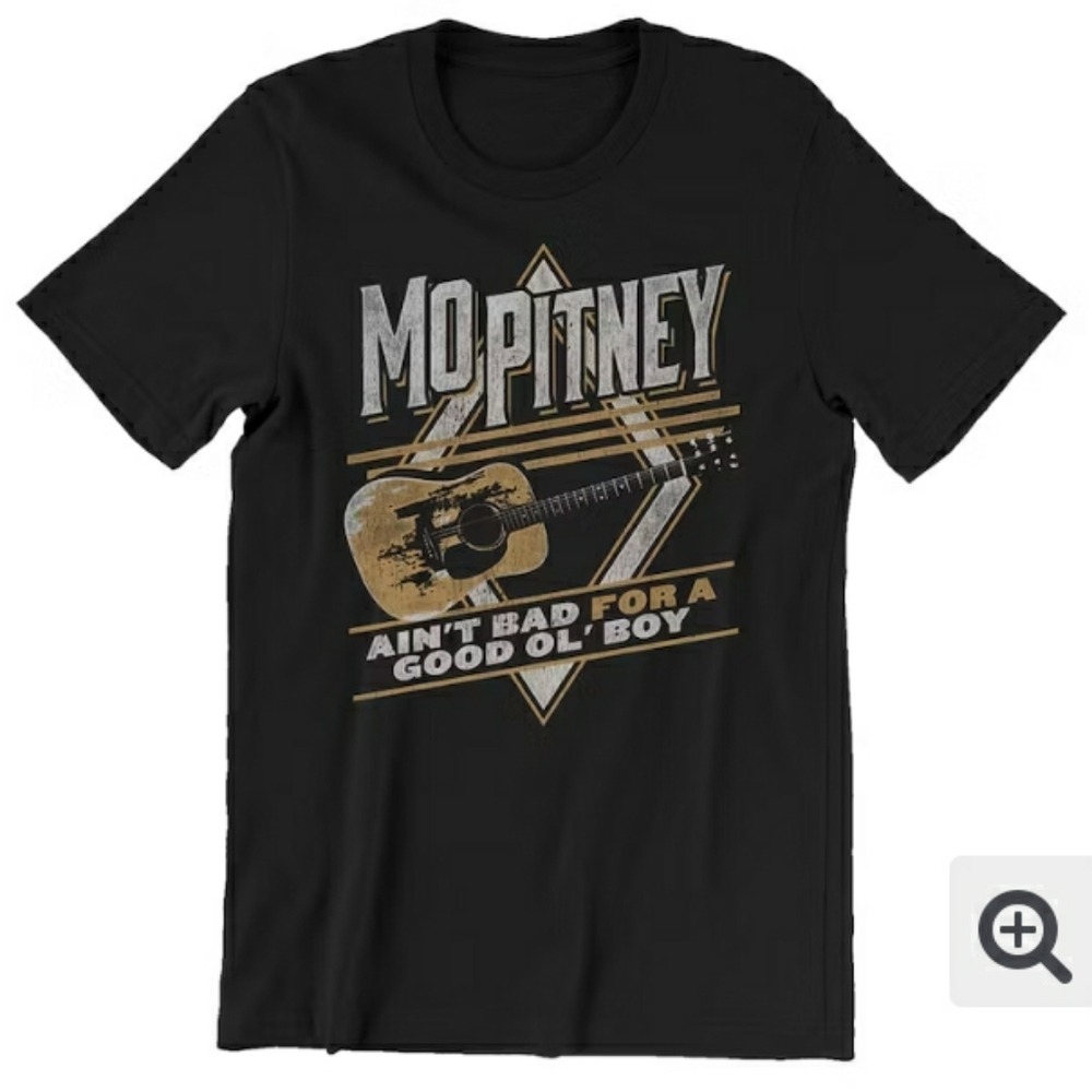 Mo Pitney Mens Black Graphic T-Shirt Guitar‎ Aint Bad For A Good Ol Boy Size L